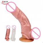 Male Penis Sleeve Long Lasting Penis Ring Delay Ejaculation Cock Ring Reusable Dick Extender Dildo Adult Sex Toys for Couples