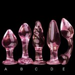 Candiway Exquisite Pink Crystal Glass Anal Plug Adult Masturbation Products Prostate Massager Erotic Toys For Couple (5 Styles)