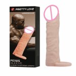 Soft Realistic Penis Sleeve Extender Reusable Condom Dildo Enlargement Delay Time Vaginal Stimulator Cock Rings For Men