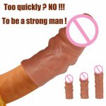 Erotic Sex Shop Reusable Enlargement Condoms Male Penis Extension Sleeves Adult Sex Toys For Man Women Couples Realistic Dildo