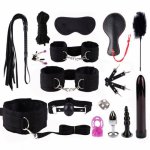 16pcs Adult Six Toys Set Sexy Suit Handcuffs Kit Open Mouth Plug G-SVib for Women Men Cosplay Game