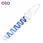 OLO Crystal Glass Dildo Double Ended Head Fake Penis Anal Butt Plug Male Female Masturbator Adult Sex Toys for Women