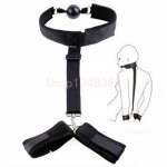 Epichao Neck to Wrist Restraints Kit Adjustable Mouth Gag with Behind Back Handcuffs Bondage Set Adult Sex Toy for Couples