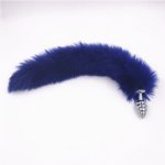 Dark Blue 40cm Fox Tail Anal Plug Metal Anal Toys Erotic Toys Butt Plug Sex Toys for Woman And Men Sexy Adult Sex Toy