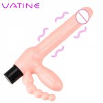 VATINE Clitoris Stimulate Double-heads Dildo Vibrator Strapless Strapon Dildo Anal Vibrator Female Masturbation Big Dildos