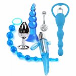 6pcs/set Silicone Sex Toys Kit Silicone Vibrator Anal Bead Stainless Steel Anal Plug Sex Product #
