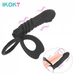 Ikoky, IKOKY Double Penetration Anal Plug Butt Plug Vibrator Strap On Penis Sex Toys For Men Couples Vagina Plug Dildo Sex Shop