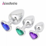 Heart-shaped Anal Plug Sex Toys Stainless metal Smooth  Butt Plug Tail Crystal Jewelry Trainer For Women/Man Anal Dildo Adults