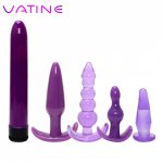 VATINE 5Pcs/Set Vibrator Erotic Anal Dildo Adult Products Purple Finger Prostate Massager Anal Plug Sex Toys for Men Women