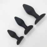 3pcs/lots,Small/Medium/Big size Unisex Black Silicon Anal Butt Plug for Couple Man Gay, Adult Sex Product Erotic Sex Toys