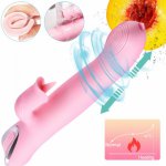 Telescopic Heating Dildo Rabbit Vibrator Silicone Waterproof High Speed Masturbator  Vagina Clitoris Sex Toy For Women Adult Toy