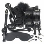 10 pcs /Set Sex Toys For Adult Game Leather Erotic BDSM Sex Kits Bondage Handcuffs Sex Game Whip Gag Nipple Clamps SM Bdsm Toys