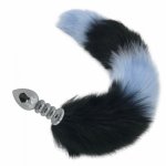 Stainless Steel Screw Threads Anal Plug Body Massager Anal Beads with Soft Fox Tail Butt Plug Anal Tail Adult Games H8-185E