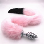 3 Size Thread Anal Plug Long Plush Tails Stainless Steel Butt Plugs Faux Animal Tail Anus Bead Sex Toys for Couples H8-5-130C