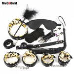 Adult Games BDSM Sex Bondage Restraint Belt 10pcs/set Handcuffs Nipple Clamp Whip Collar Love Kit Sex Toys for Couples