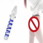 Different Double Heads Anal Plug Crystal Glass dildos with blue Whorl Crystal Anal Toys Glass Butt Plug Unisex Glass Sex Toys