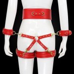 4pcs/Set Sex Toy Adjustable Leather Collar Handcuffs legs Ankle set lock with chain Bondage Restraint BDSM Slave Tool Adult Game