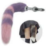 Fox, Fur Fox Tail Prostate Massager Metal Anal Plug Insert Backyard Stopper Sexy Animal Tail Sex Toys for Women Man Couples H8-229G