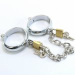 Stainless Steel Lockable Neck Collar Hand Ankle Cuffs Slave BDSM Tool Bondage Handcuffs Leg Irons Restraints Sex Toy For Couples