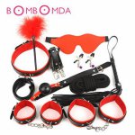 Adult Games Leather BDSM Bondage Handcuffs Set Erotic Sex Toys For Couples Slave Game SM Sexy Whips Rope Erotic Adult Toys 10PCS