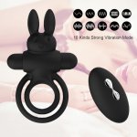 Rabbit Penis Vibrator Ring Men Cock Ring Vibrators Time Delay Clitoris Stimulate Silicone Ring Sex Toys for Male Adult Toys