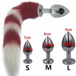 Anal Sex Toys Stainless Steel Anal Plug Anal Beads Butt Plug Anal Tail Butt Stopper Cosplay Accessories for Women Men H8-219B