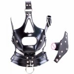 Leather Mask With Black Dildo Adjustable Mask Dildo Gag Sex Toys For Women Slave Sex Toys Adults Games Flirt Restrictive Bdsm.