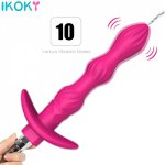 IKOKY Anal Beads Butt Plug  Prostate massage for Gay Sex Toys for Woman Man Syringe Douche System Silicone Enema Shower Vibrator