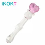 IKOKY Pink Heart Glass Dildo for Women Crystal Masturbator for Female for Vaginal and Anal Stimulation Glass Pleasure Wand