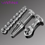 VATINE 3Pcs/set Glass Crystal Anal Plug Butt Stimulation Anal Dildo Bead Butt Plug Prostate Massager Sex Toys for Women Men