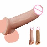 Silicone Penis Sleeve Extender Reusable Enlarge Penis Condoms Dildo Enhancer Sleeves For Adults Intimate Cock Rings