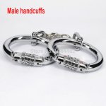 SODANDY Male Handcuffs Steel Wrist Cuffs Bondage Wrist Shackles Sex Games For Couples Hand Lock For Men Sex Slave