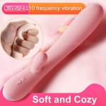 Soft Silicone Heating Dildo Rabbit Vibrator Waterproof Female G Spot Vagina Clitoris Massager Sex Toys for Women Erotic Product