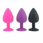 Rhinestone Silicone Anal Plug , Small Medium Smooth Touch Butt Plug Massager Erotic Sex Toys for Men Woman Adult
