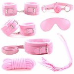 7pcs/set PU Leather Sex Bondage Set Toy Restraint Sex Toy Handcuffs Tied Rope Whip Collar Erotic Toy