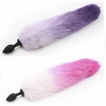 Fox, New silicone black Anal Plug beads pink purple fox tail Butt plug Role Play Flirting Fetish erotic sex Toy for Women