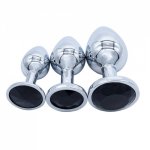 3 Pcs/Set Stainless Steel Big Anal Plug Butt Plug Metal Anal & 10 Mode Vibrator Sex Toys For Men Women