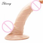 Thierry  flexible realistic vibrating Dildos with Suction Cup, anal plug Female Masturbation Penis butt plug sex toys for women