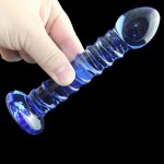 Thread Blue Pyrex Crystal Glass Dildo G-Spot Stimulation Clitoral Massager Anal Butt Plug Ault Sex Toys