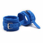 Newest BDSM Wrist Cuffs Fetish Handcuffs Bondage Restraints Party Play for Women Blue Faux Leather XLYGN251800219