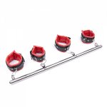 Stainless Steel Metal Spreader Bar Leather BDSM Bondage HandCuffs And Ankle Cuffs