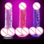 3 Colors 3 Sizes Transparent Pink Purple TPE Simulation Dildo Anal Plug Sex Products Toys Men Women