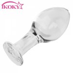 Ikoky, IKOKY Anal Plug Bead Large Glass Butt Plug Female Male Masturbation Prostate Massage Crystal Dildo Sex Toys for Women Men Gay