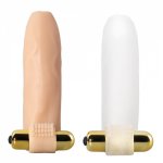 Hollow Silicone Penis Sleeve Vibrator Foreskin Cock Sleeve Penis Enlargement Sleeve Delay Ejaculation Adult Sex Toys For Men