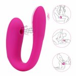 BFACCIA Powerful U Shape G Spot Silicone Sucking Vibrator Wearable Anal Egg Double Side Clitoris Vagina Stimulator Sex Toy