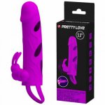 PRETTY LOV Penis Sleeve Vibrator Cock Rings Male Reusable Penis Extender with Bullet Vibrator Sex Toy for Man Adult Sex Products