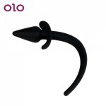 OLO Waterproof Anal Plug SM Dog Slave Tail Butt Plug Role Play Silicone Anal Toys Adult Sex Toys for Women Men