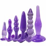 6 Pcs/set Long Anal Sex Toys Soft Butt Plugs for Women black/pink Adult Sexy Anal beads butt plug
