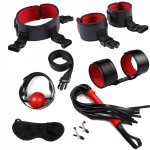 7-piece Set Alternative Sex Toys PU Leather SM Binding Handcuffs Bondage Toys Adult Products For Couple On Bed Flirting