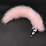 Fox, Stainless Steel Anal Plug Animal Tail Butt Plug Pink Fox Tail Butt Stopper Anal Sex Toy for Women Roleplay Adult Games H8-80F